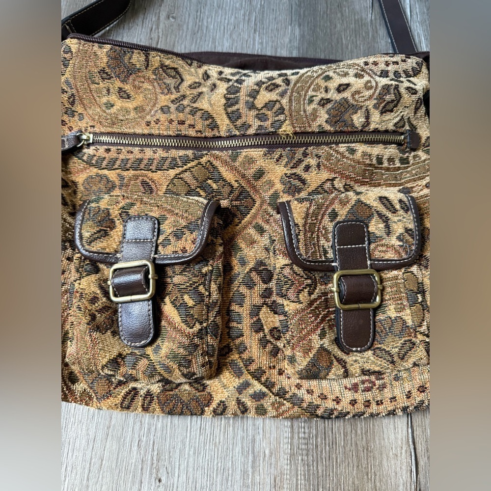 VTG Rossetti Boho Crossbody Satchel Bag Suede Medium Matching Coin Purse Brown L - Picture 9 of 14